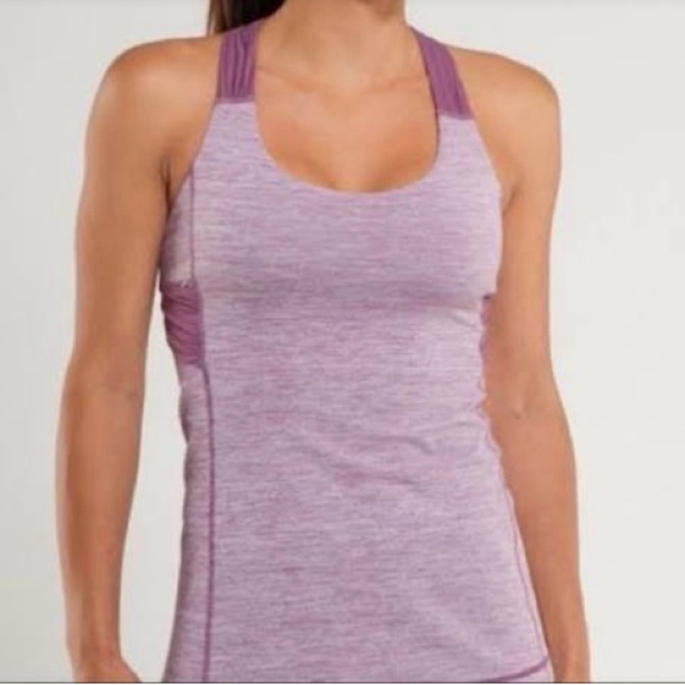 Lululemon Spin Me Twist Back Workout Tank Heathered Purple Women’s Size 6